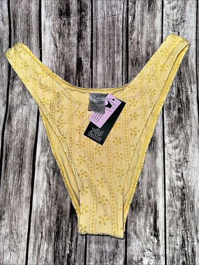 Wild Fable Eyelet Low-Rise Extra Cheeky Bikini Bottom Yellow NWT